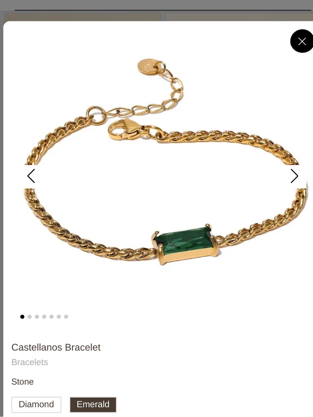 Castellanos Gold Bracelet with Emerald Stone